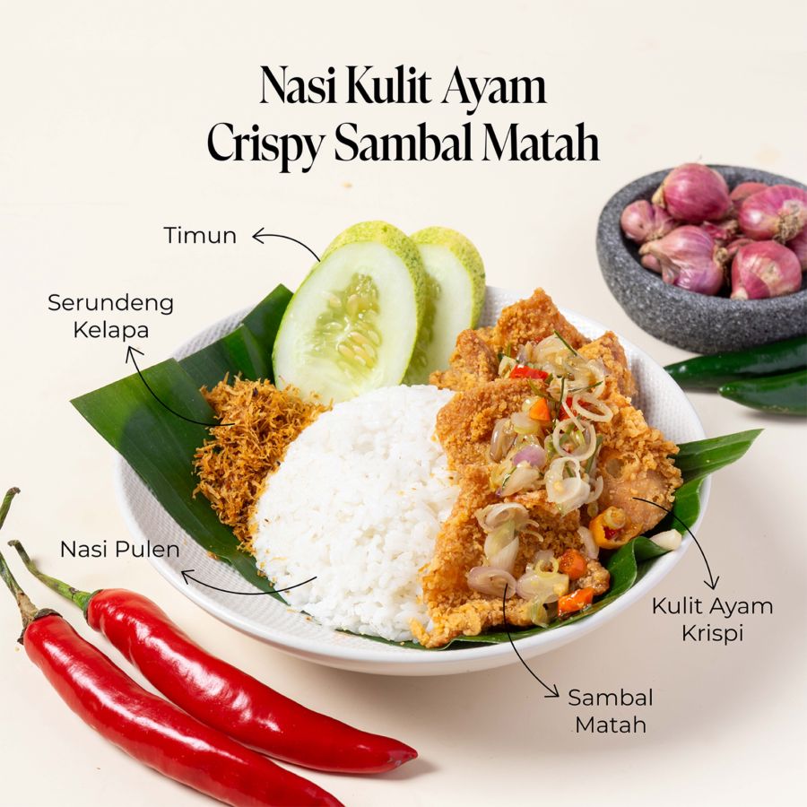 Nasi Kulit Ayam Crispy Sambal Matah