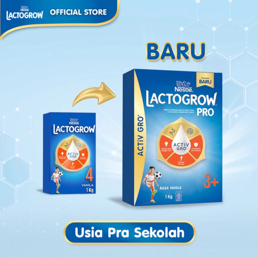 Nestle Lactogrow Pro 3+ Vanila Susu Pertumbuhan 3-5 Tahun 1000gram