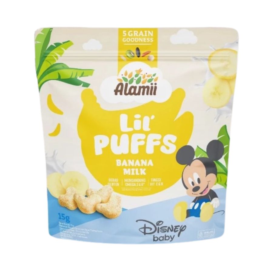 Alamii Lil' Puffs Banana Milk Snack Sehat Bayi 15gram