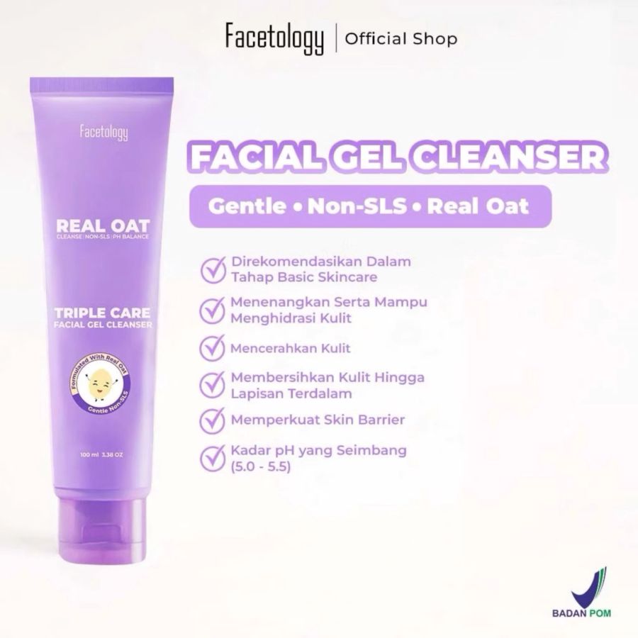 Facetology Triple Care Real Oat Cleanse Non-SLS pH Balance Facial Gel Cleanser 100ml