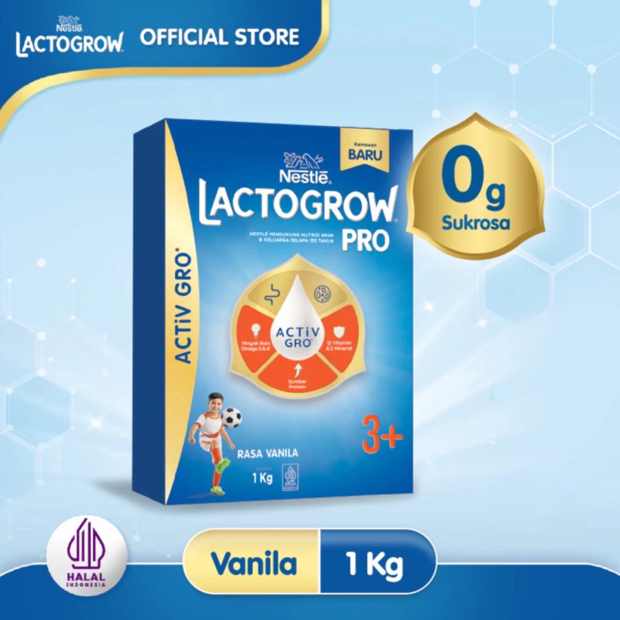 Nestle Lactogrow Pro 3+ Vanila Susu Pertumbuhan 3-5 Tahun 1000gram