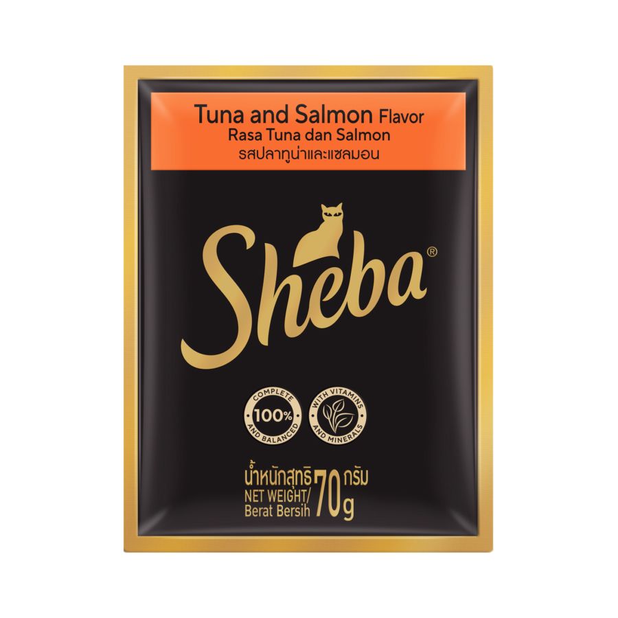 Sheba Fine Food Tuna Salmon Makanan Kucing Basah 6 pcs x 70 gram