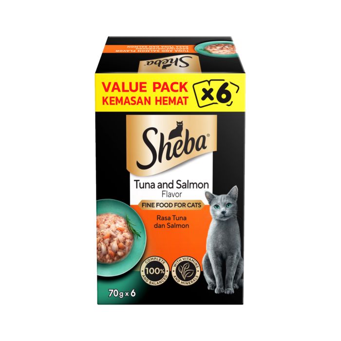 Sheba Fine Food Tuna Salmon Makanan Kucing Basah 6 pcs x 70 gram