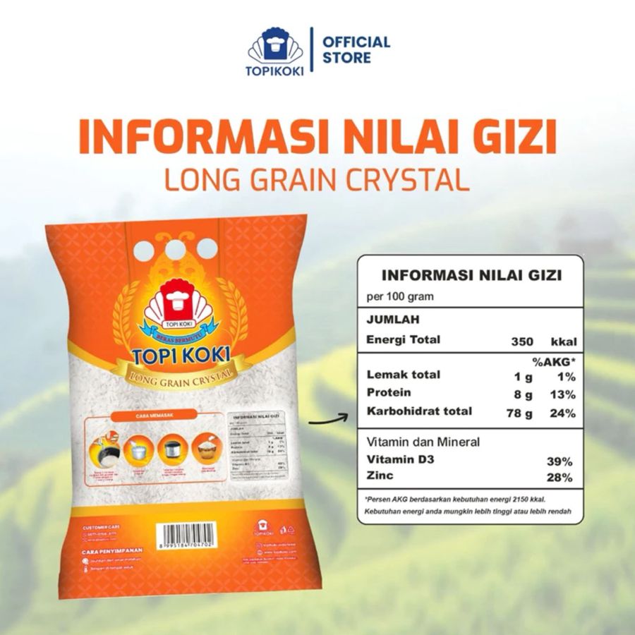 Topi Koki Long Grain Crystal Beras Khusus 2,5 kg