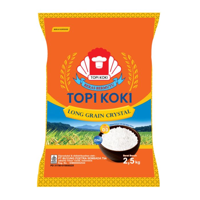 Topi Koki Long Grain Crystal Beras Khusus 2,5 kg