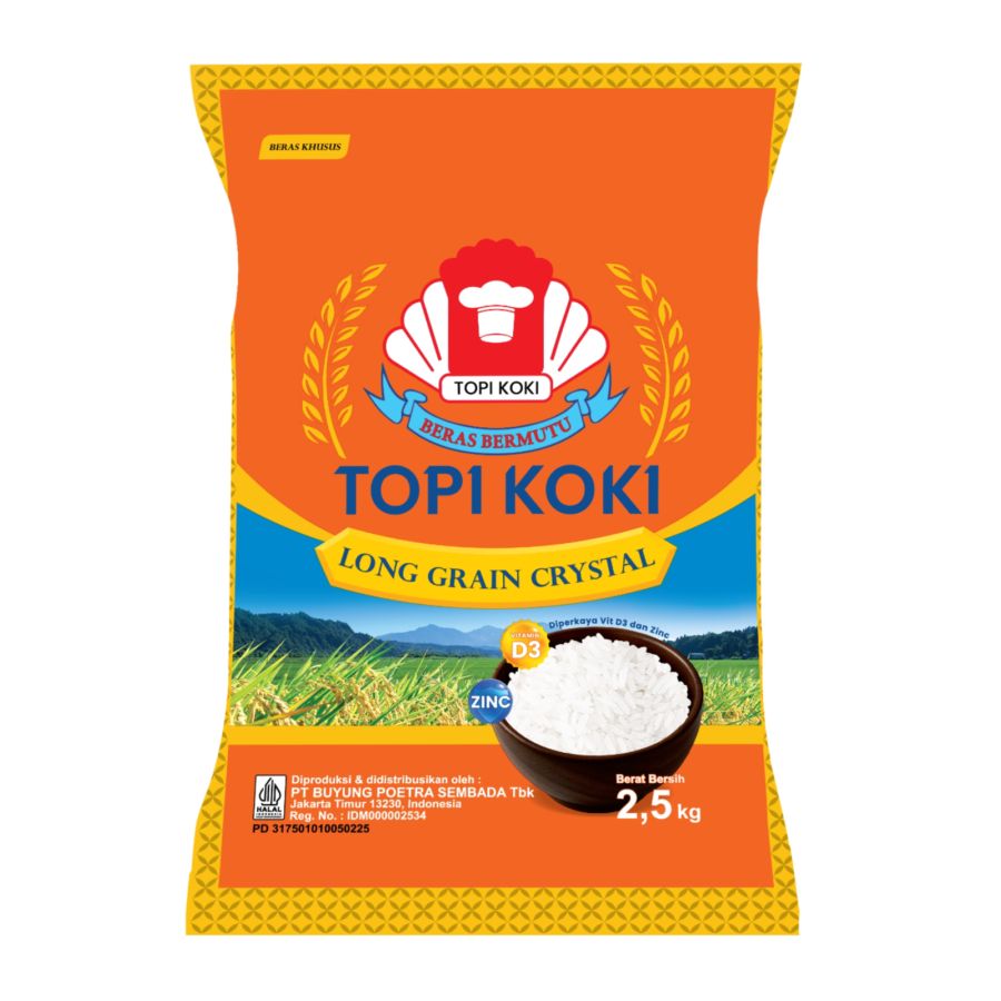 Topi Koki Long Grain Crystal Beras Khusus 2,5 kg