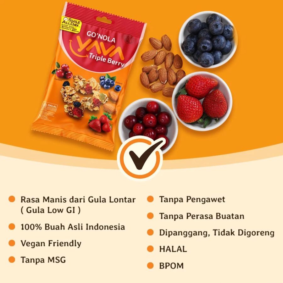 Yava Go'Nola Triple Berry Granola 35gram