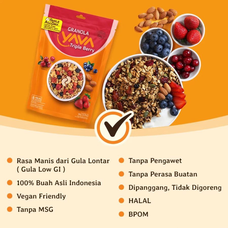 Yava Granola Triple Berry 90gram