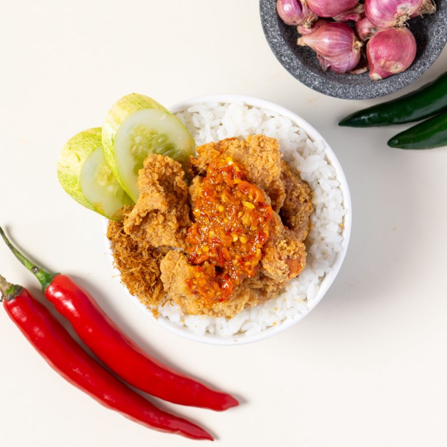 Nasi Kulit Ayam Crispy Sambal Korek
