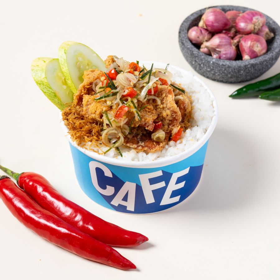 Nasi Kulit Ayam Crispy Sambal Matah