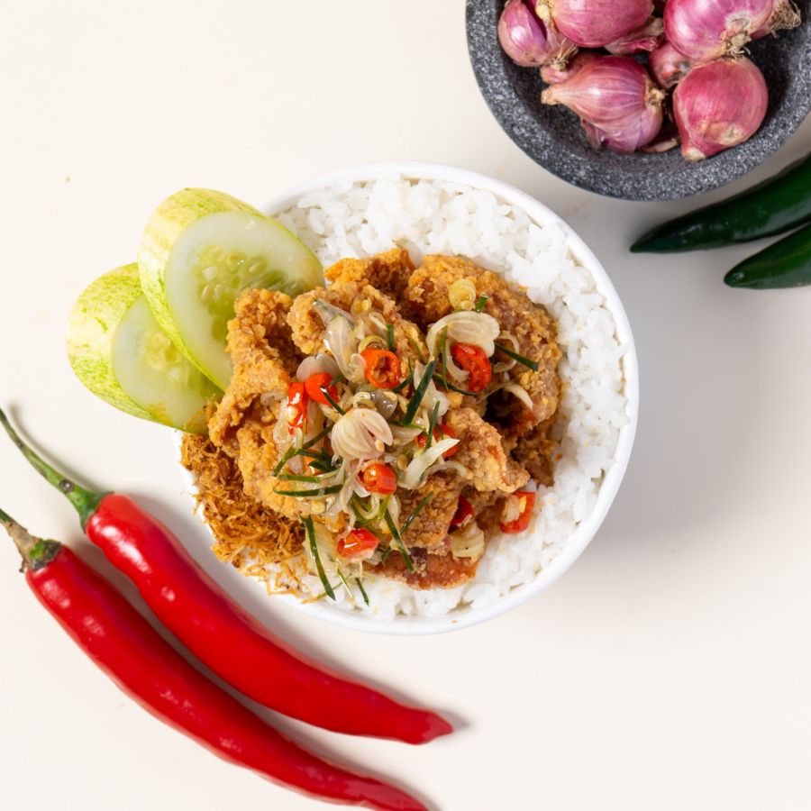 Nasi Kulit Ayam Crispy Sambal Matah