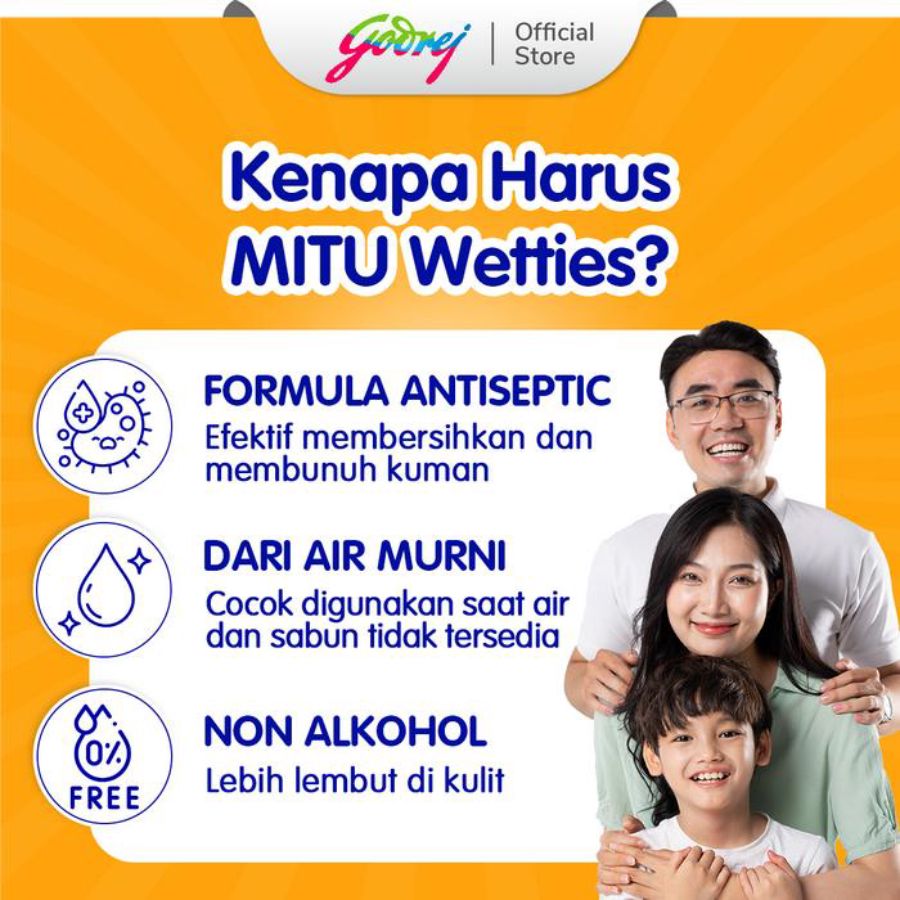 Mitu Wetties Family Fresh Lemon Wet Wipes Refill 90sheets