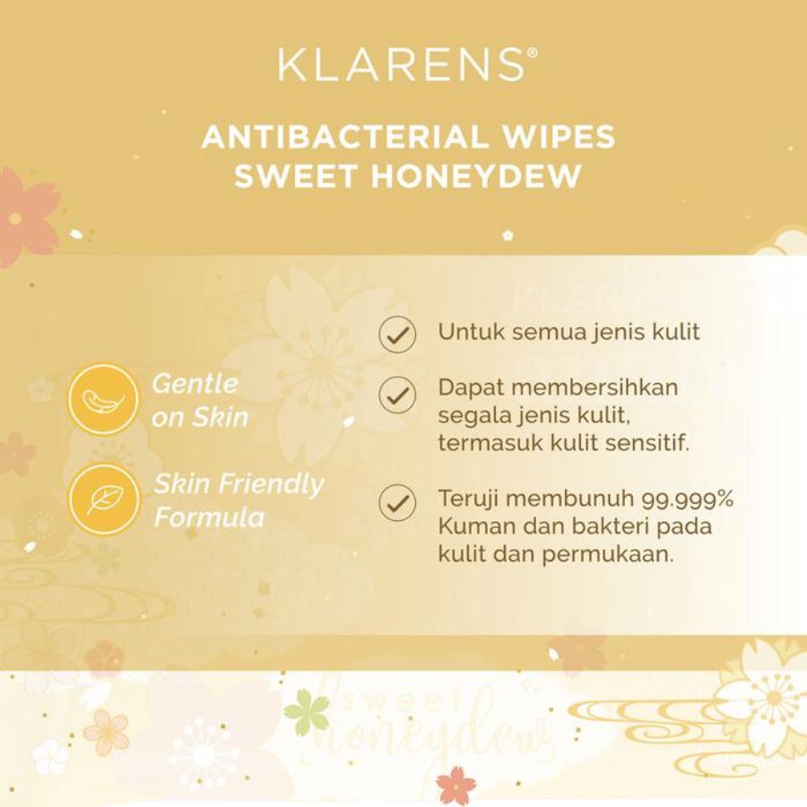 Klarens Antibacterial Sweet Honeydew Wet Wipes