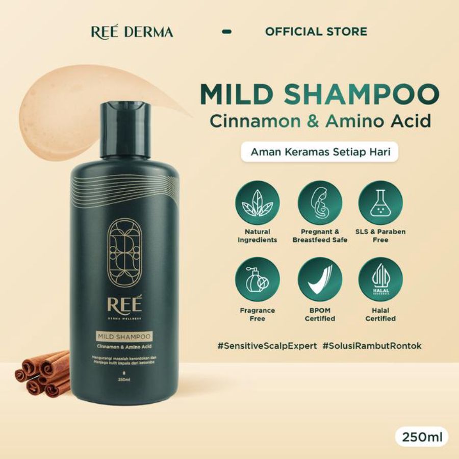 Ree Derma Wellnes Mild Shampoo with Cinnamon & Amino Acid 250ml
