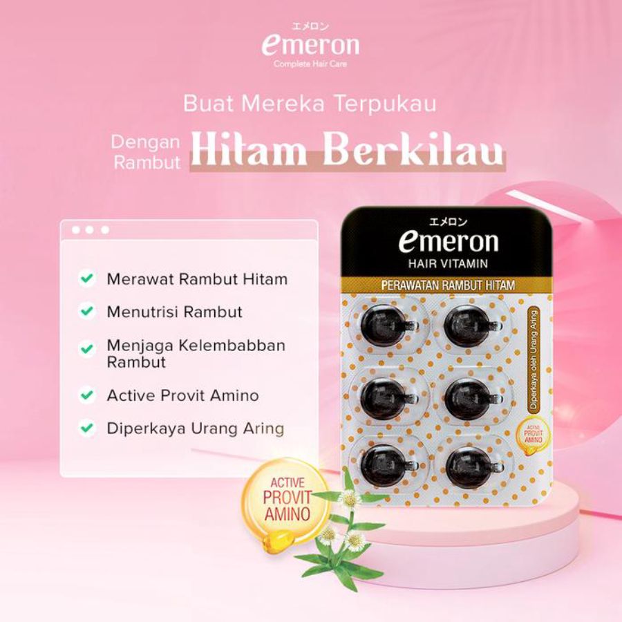 Emeron Black & Shine Hair Vitamin 6butir