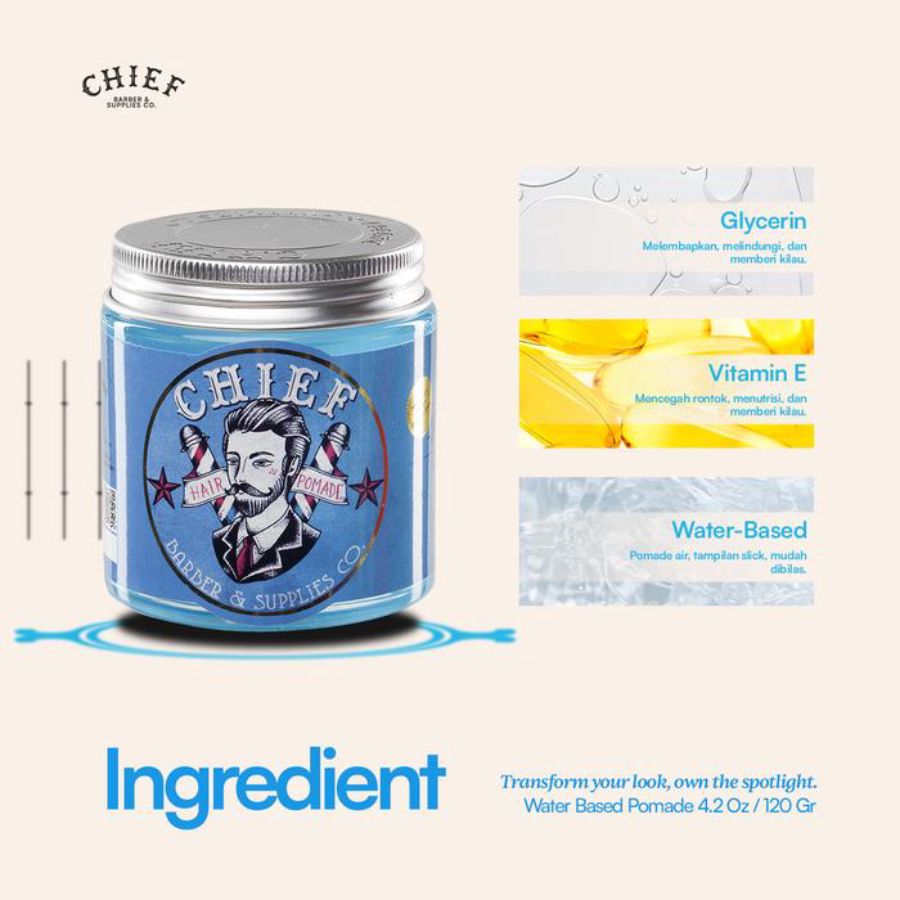 Chief Energetic & Polished Look Blue Pomade Water Based 120gram