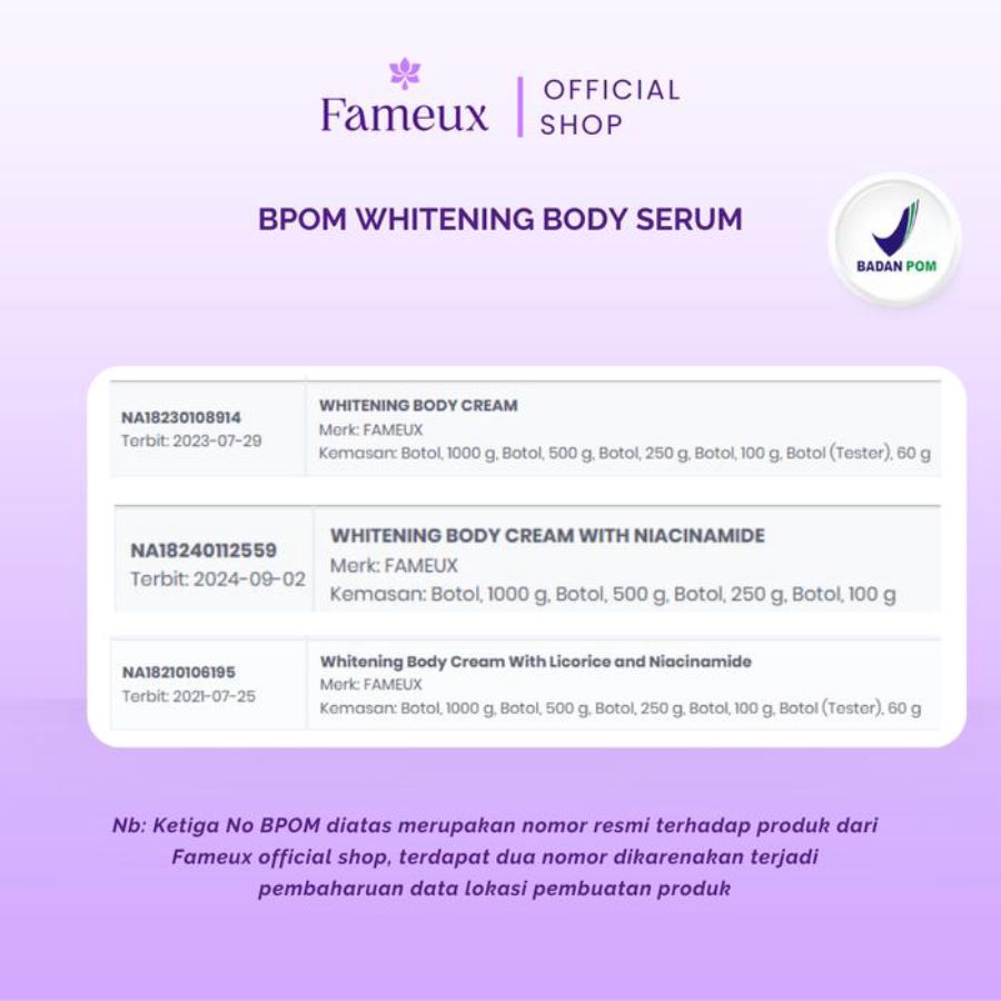 Fameux Brightening Body Cream 250ml
