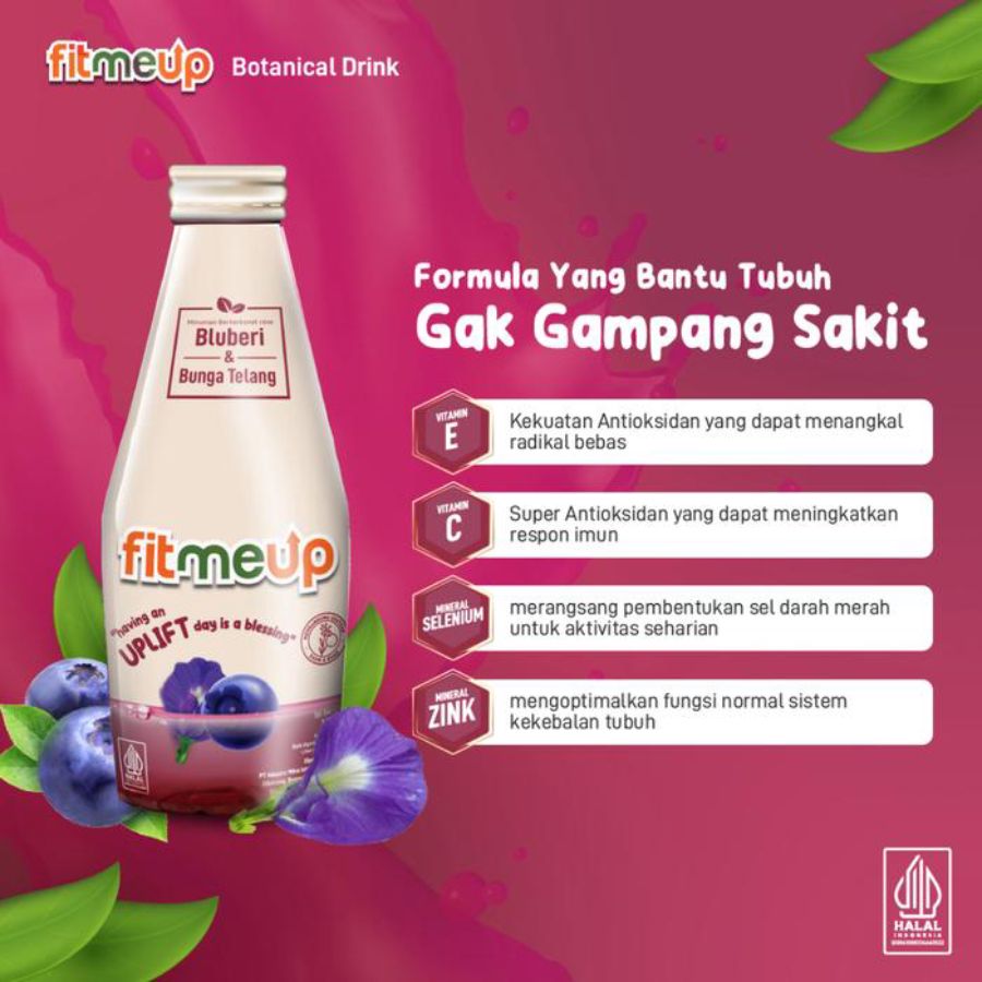 Fitmeup Botanical Drink Uplift Kombinasi Bluberi & Bunga Telang 160ml