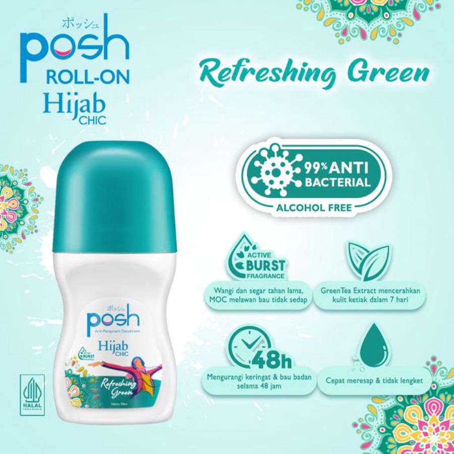 Posh Hijab Chic Refreshing Green Deodorant Roll On 50ml