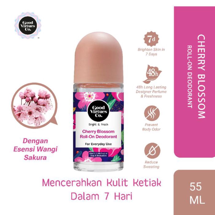 Good Virtues Co. Bright & Fresh Cherry Blossom Deodorant Roll On 55ml