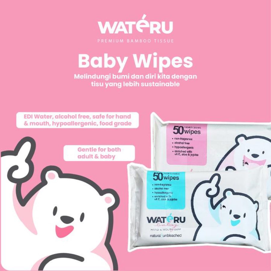 Wateru Baby Bamboo Hand & Mouth Wet Wipes 50sheets