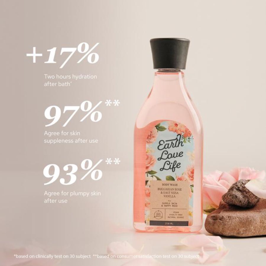 Earth Love Life Bulgarian Rose & East Nusa Vanilla Body Wash 250ml