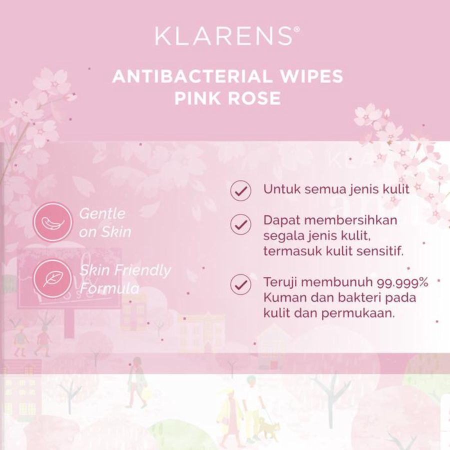 Klarens Antibacterial Pink Rose Wet Wipes