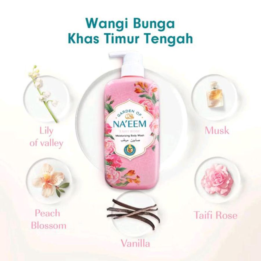 Garden of Naeem Taifi Rose Moisturizing Body Wash Bottle 480ml