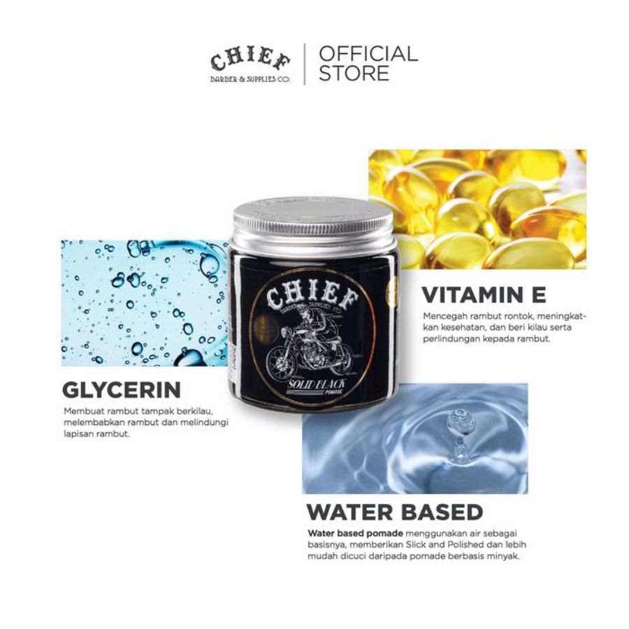 Chief Solid Black Pomade Water Based 120gram