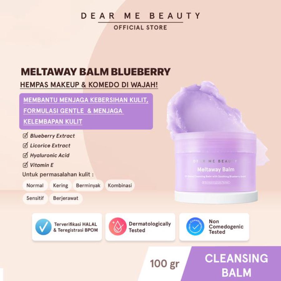 Dear Me Beauty Cleansing Balm - Meltaway Balm Blueberry (Hyaluronic Acid) 100 gr