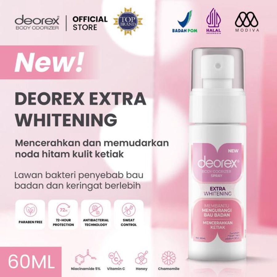 Deorex Extra Whitening Body Odorizer Spray 60ml