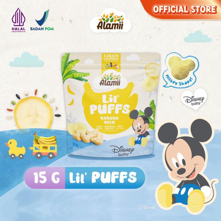 Alamii Lil' Puffs Banana Milk Snack Sehat Bayi 15gram