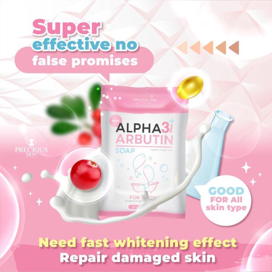 Precious Skin Thailand Alpha Arbutin 3 Plus Collagen Whitening Bar Soap 80gram