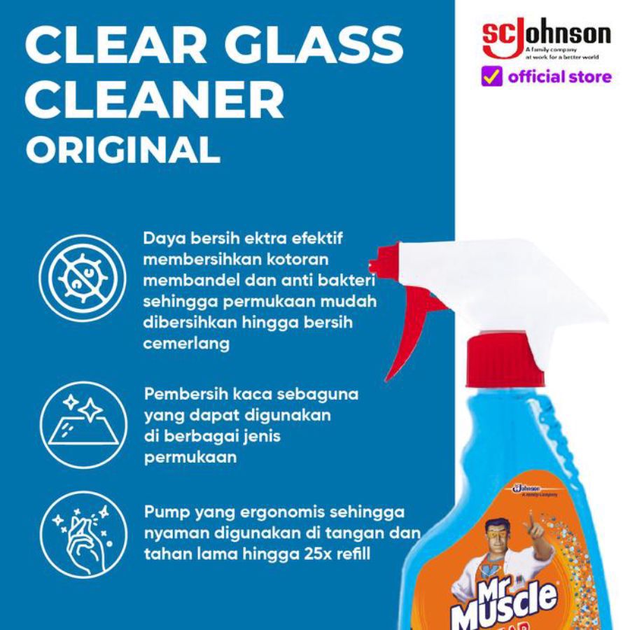 Mr Muscle Clear Original Pembersih Kaca Pouch 400ml