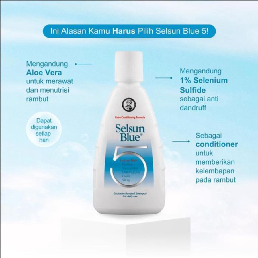 Selsun Shampoo Blue 5 Anti Dandruff/Shampoo Anti Ketombe 120ml