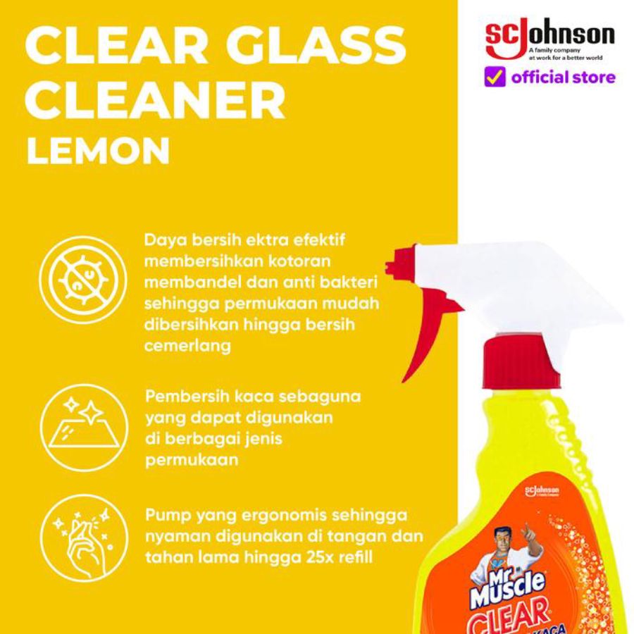 Mr. Muscle Clear Lemon Pembersih Kaca Pouch 400ml