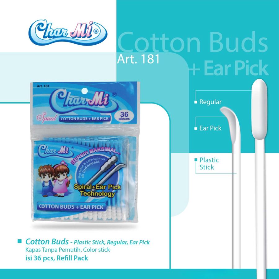 Charmi Spiral Art. 181 Cotton Buds + Ear Pick 36stick