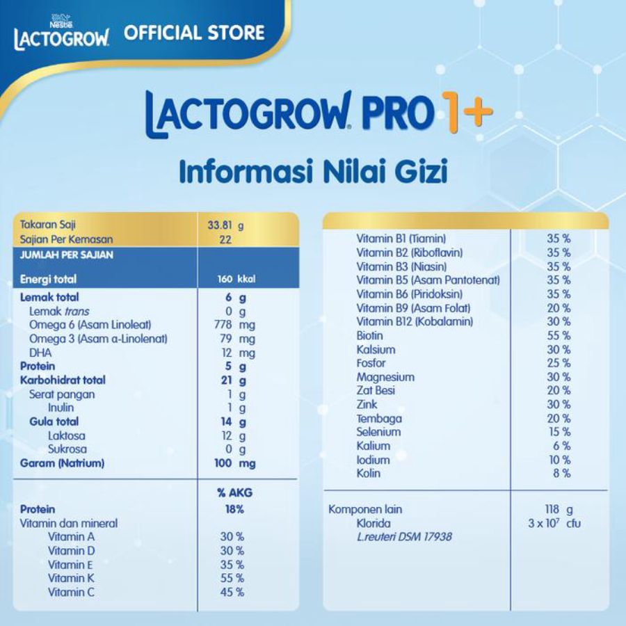 Nestle Lactogrow Pro 1+ Vanila Susu Pertumbuhan 1-3 Tahun 1000gram