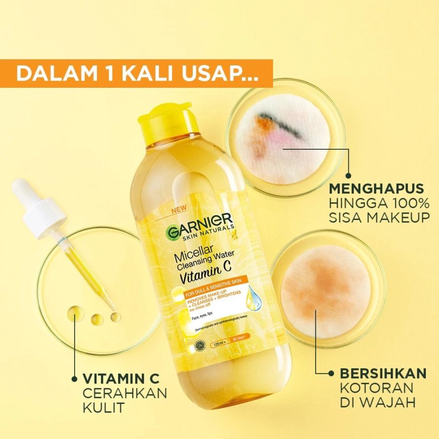 Garnier Micellar Cleansing Water Vitamin C Pembersih Make Up 400ml 400ml