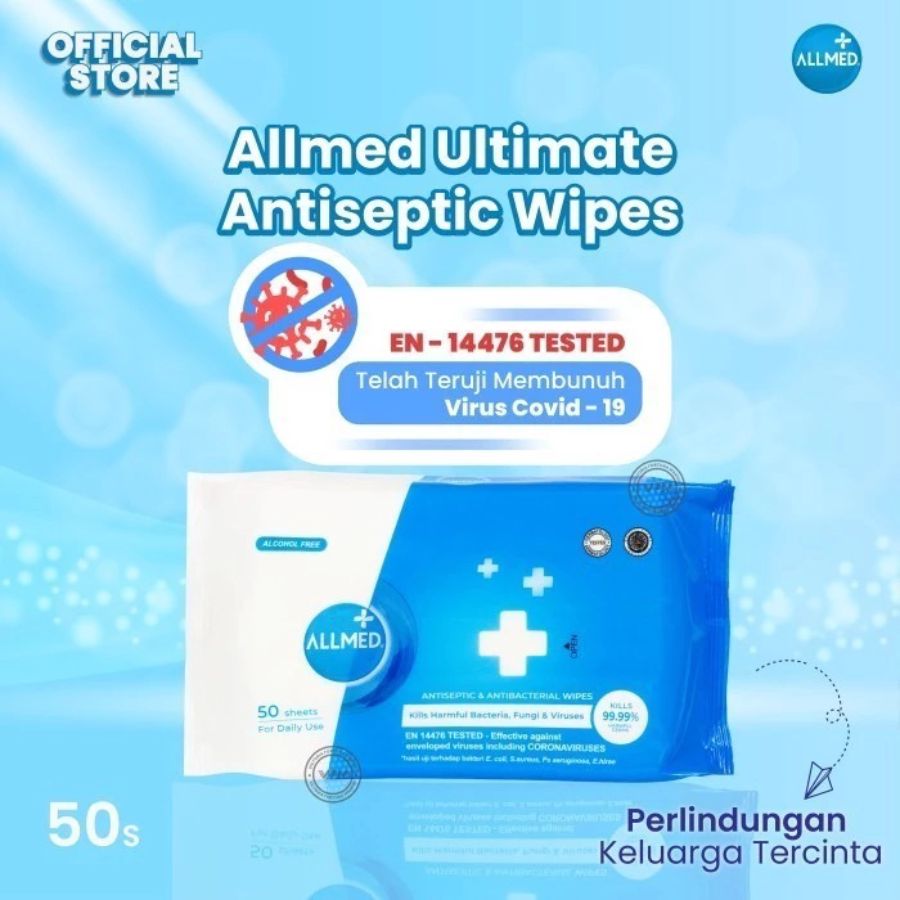 Allmed Antiseptic & Antibacterial Wet Wipes 50sheets