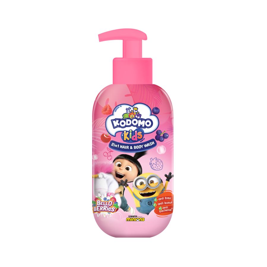 Kodomo Kids Minions Bello Berries 2in1 Hair & Body Wash 300ml