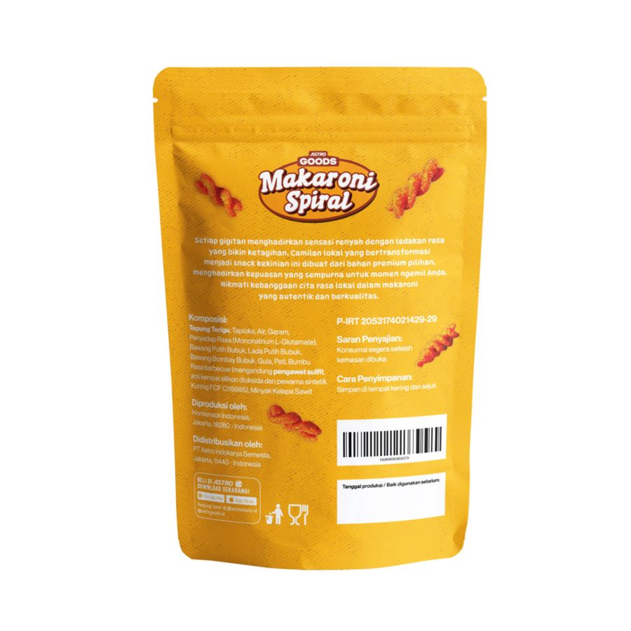 Makaroni Spiral BBQ Astro Goods 100gram