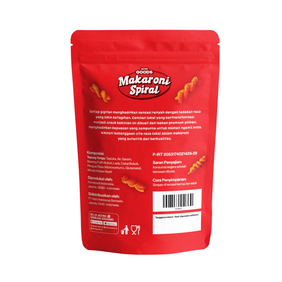 Makaroni Spiral Pedas Astro Goods 100gram