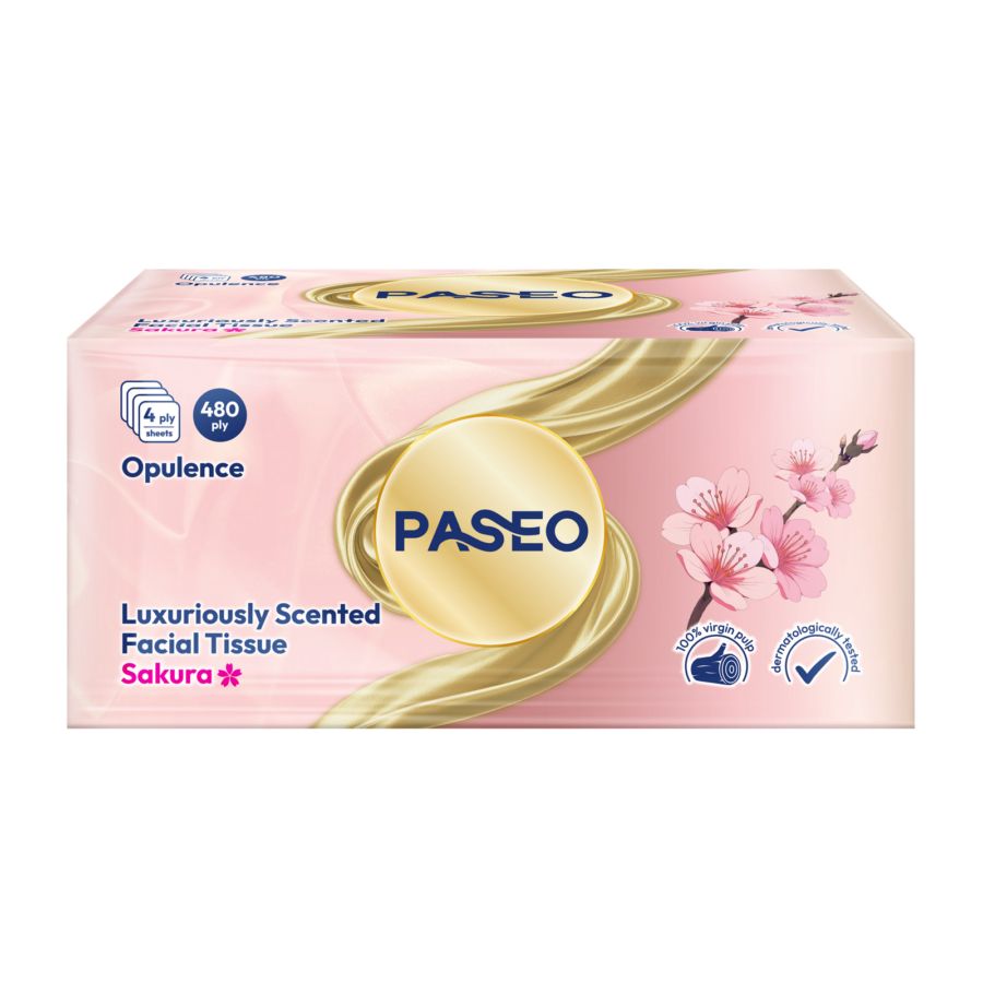 Paseo Opulence Luxuriously Scented Facial Tissue Sakura 4 Ply 120 Sheets