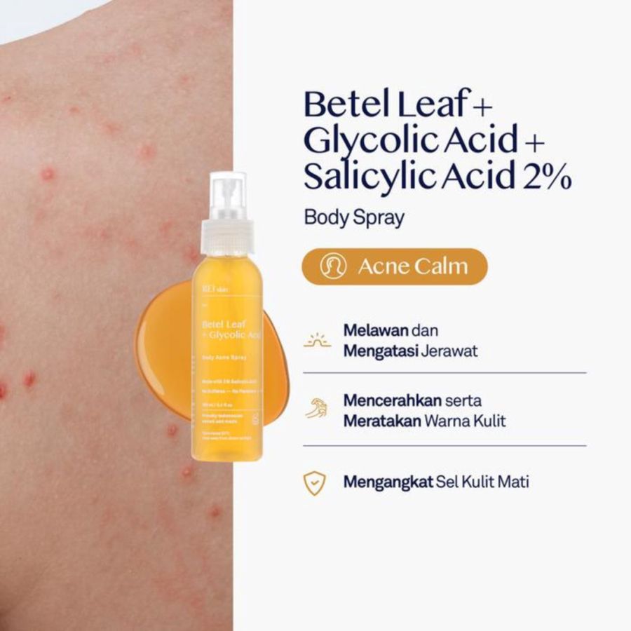 Rei Skin Betel Leaf + Glycolic Acid Body Acne Spray 100ml