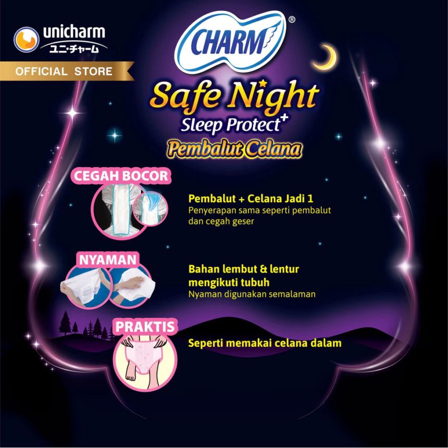 Charm Sleep Protect+ Panties All Size Pembalut Celana 2pcs