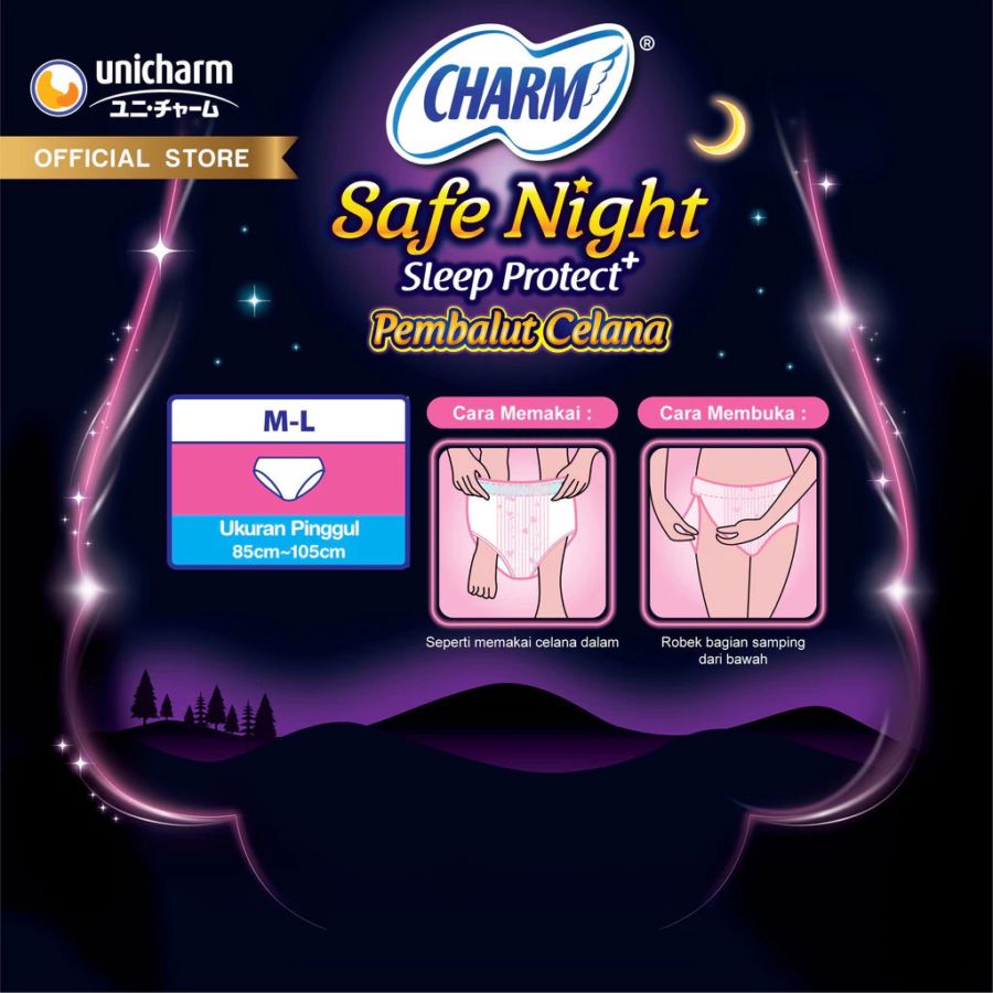 Charm Sleep Protect+ Panties All Size Pembalut Celana 2pcs