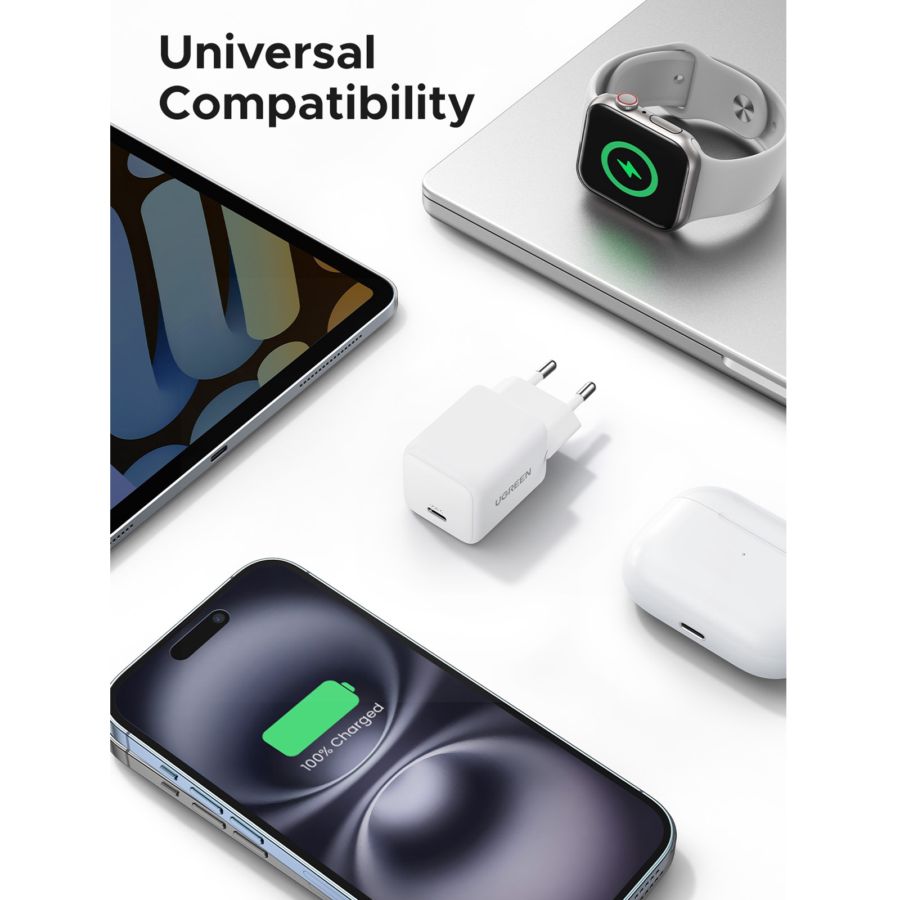 Ugreen N Series Charger Adaptor GaN 30 Watt White 1 Pcs