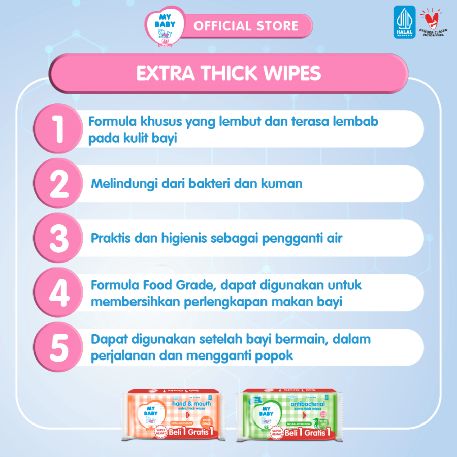 Buy 1 Get 1 My Baby Hand & Mouth Extra Thick Baby Wipes 1pack
