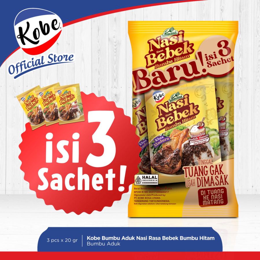 Kobe Bumbu Aduk Nasi Rasa Bebek Bumbu Hitam 20gr 3pcs
